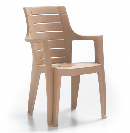 Produse - RAKI ELEGANCE WOOD Scaun cu cotiera 62x57xh88cm din polipropilena cappuccino