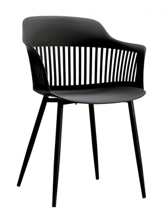 Produse - RAKI FLORIDA Scaun bucatarie/terasa negru, din polipropilena cu picioare metalice, 53x59xh81cm