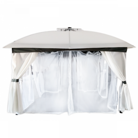 RAKI Foisor 4 laturi cu perdele si lampa iluminare 3x3,6m culoare alba [1]