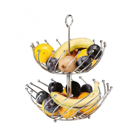 Display-uri si suporturi - RAKI Fructiera metalica cu 2 niveluri, D28xh37cm, cromata