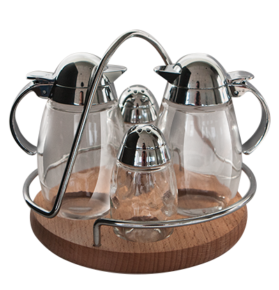 Servirea mesei - RAKI GEMMY NATURAL Oliviera cu suport lemn, set 5 piese