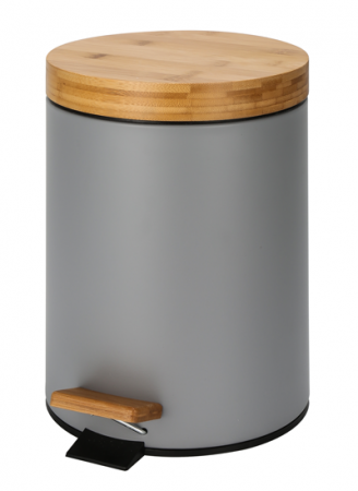 Cosuri de gunoi - RAKI ICIKALA Cos de gunoi baie cu pedala si capac bambus 5l 20,5x27,5cm gri