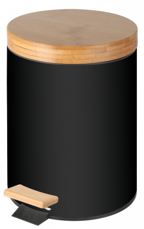 Cosuri de gunoi - RAKI ICIKALA Cos de gunoi baie cu pedala si capac bambus 5l 20,5x27,5cm negru
