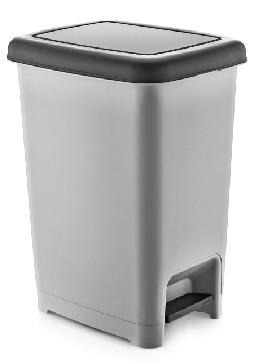 Cosuri de gunoi - RAKI ICIKALA Cos de gunoi cu pedala dreptunghiular SLIM 15l gri-negru 22,5x30,5x39,3cm