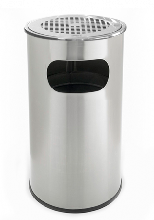 Cosuri de gunoi - RAKI ICIKALA Cos de gunoi cu scrumiera rotund 30l 29,5xh60,5cm pentru hotel, cromat