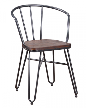 Scaune si fotolii - RAKI INDUSTRIAL Scaun metalic sezut lemn 51x49x75cm cu brate