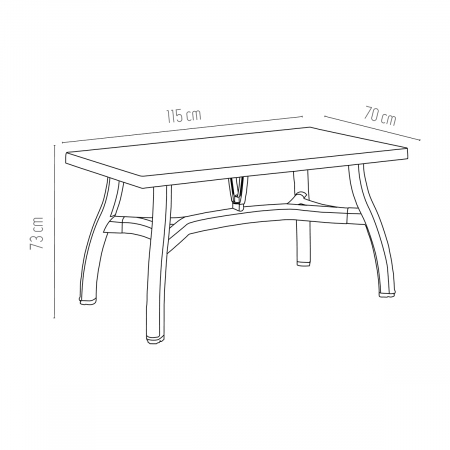 RAKI KING Masa gradina plastic, 115x70xh73cm, maro tec, dreptunghiulara [2]