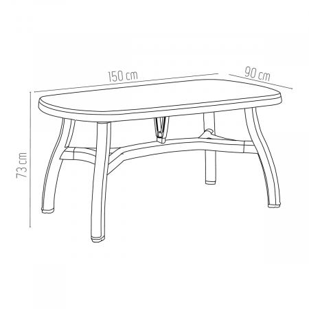RAKI KING Masa gradina plastic, 150x90xh73cm, alba, ovala [2]