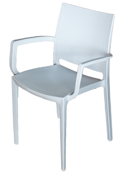 RAKI LARA Scaun cu brate gradina, terasa, alb, plastic, 42x47xh82cm [1]