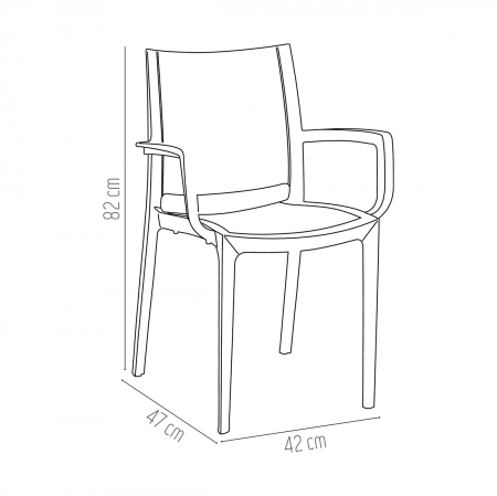 RAKI LARA Scaun cu brate gradina, terasa, alb, plastic, 42x47xh82cm [3]