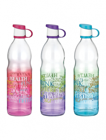 Produse - RAKI LETRA Sticla pentru apa cu decor 1l, din sticla, diferite decoruri si culori