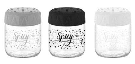 Depozitare, suporturi si accesorii - RAKI LEXA Dozator sticla pentru condimente, 210ml, decor si capac de diferite culori