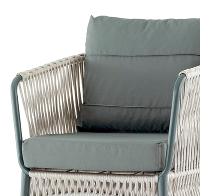 RAKI LINE Set mobila de gradina, canapea, 2 fotolii si masa, cadru metalic si impletitura textila, gri deschis [2]