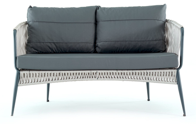 RAKI LINE Set mobila de gradina, canapea, 2 fotolii si masa, cadru metalic si impletitura textila, gri deschis [1]