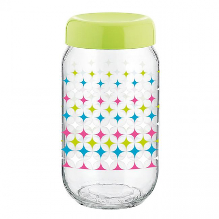 RAKI LINEA Borcan sticla 1l, capac plastic de diferite culori, cu diferite decoruri [2]