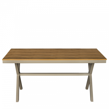 Mese - RAKI LOGAN Masa gradina dreptunghiulara PLASTIC WOOD NATURAL, 160x90xh76cm, cadru metalic, blat plastic aspect lemn natur