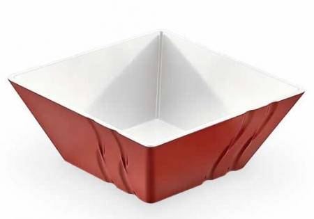 Platouri si boluri melamina - RAKI LUXOR Bol patrat melamina, 24x24xh10cm, 3280ml, BICOLOR rosu/alb
