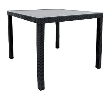 Mese - RAKI MAKAE Masa gradina/terasa patrata, poliratan cu cadru metalic, 90x90xh75cm, neagra