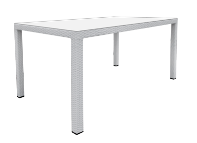 Mese - RAKI MAKAE Masa gradina/terasa dreptunghiulara, poliratan cu cadru metalic, 150x90xh75cm, alba