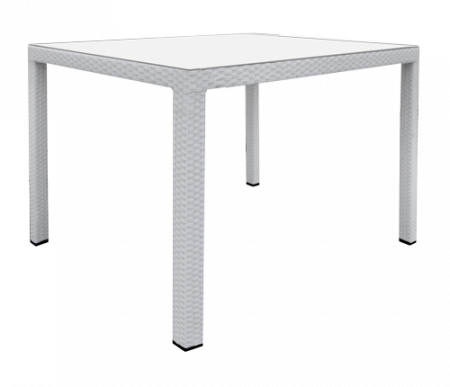 Mese - RAKI MAKAE Masa gradina/terasa patrata, poliratan cu cadru metalic, 90x90xh75cm, alba