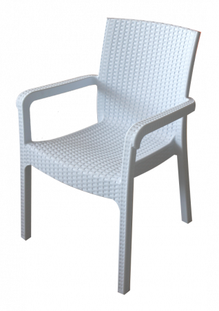 RAKI MARKIZ Scaun cu brate alb, plastic aspect ratan, 57x57xh87cm [1]