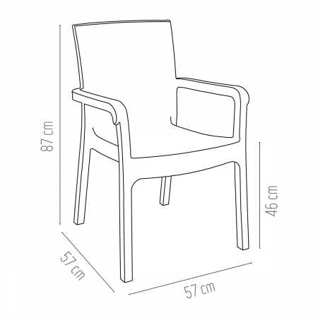 RAKI MARKIZ Scaun cu brate maro, plastic aspect ratan, 57x57xh87cm [2]