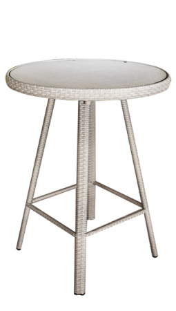 Produse - RAKI Masa bar rotunda din poliratan, D78xh110cm, cadru aluminiu, blat sticla, gri
