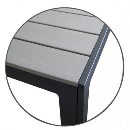 RAKI Masa dreptunghiulara 150x90x74cm POLYWOOD GREY cadru aluminiu culoare gri (HYT-0158GREY) [1]
