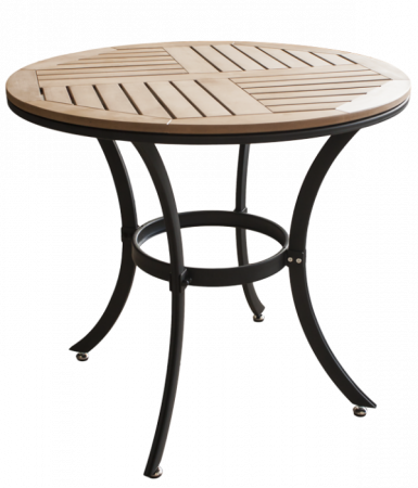 Mese - RAKI Masa rotunda 80x72cm POLYWOOD NATURAL cadru aluminiu (N-802)