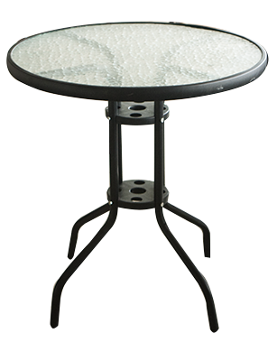 Produse - RAKI Masa rotunda gradina/balcon, D70cm, cadru metalic si blat sticla, neagra