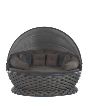 RAKI MIAMI Pat de gradina cu copertina, rotund, cadru metalic si impletitura textila, D180xh80-140cm, antracit [1]