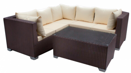 Mobilier HoReCa - RAKI Mobilier terasa din poliratan, masa si canapea colt