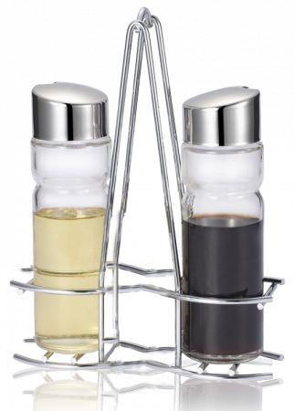 Servirea mesei - RAKI MODERN LINE Set 2 sticle ulei masline si otet cu suport cromat, set 3 piese