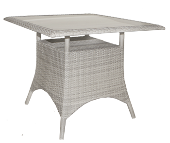 Produse - RAKI MORRO Masa gradina/terasa patrata, poliratan cu cadru metalic, blat sticla, 90x90xh74cm, gri