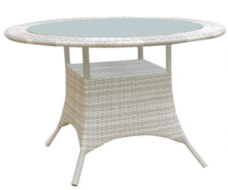 Produse - RAKI MORRO Masa gradina/terasa rotunda, poliratan cu cadru metalic, blat sticla, D120xh74cm, gri