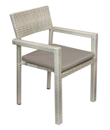 Produse - RAKI NORTE Scaun cu brate gradina, poliratan, cadru aluminiu, perna gri