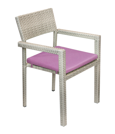 Produse - RAKI NORTE Scaun cu brate gradina, poliratan, cadru aluminiu, perna mov