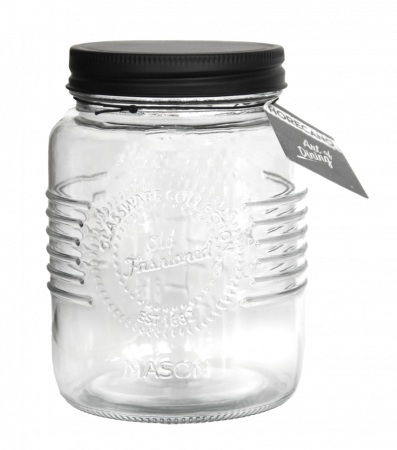 Depozitare, suporturi si accesorii - RAKI OLD FASHIONED Borcan sticla depozitare, 1lt, capac metalic negru cu filet