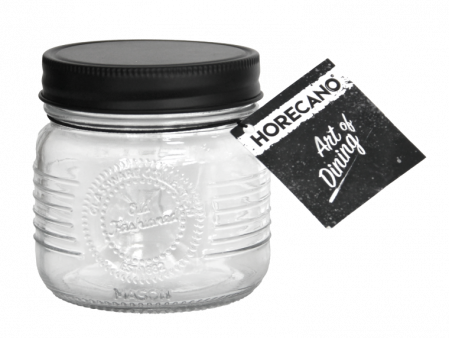 Depozitare, suporturi si accesorii - RAKI OLD FASHIONED Borcan sticla depozitare, 250ml, capac metalic negru cu filet