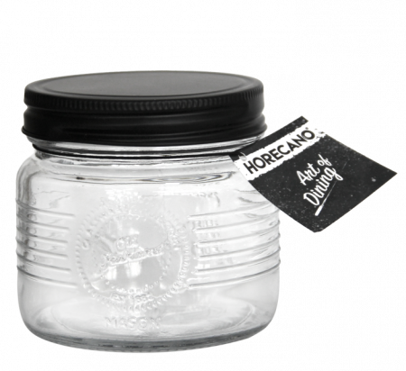 Depozitare, suporturi si accesorii - RAKI OLD FASHIONED Borcan sticla depozitare, 500ml, capac metalic negru cu filet