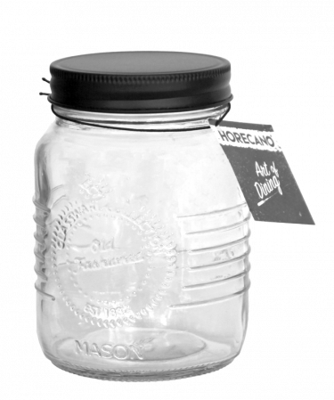 Depozitare, suporturi si accesorii - RAKI OLD FASHIONED Borcan sticla depozitare inalt, 500ml, capac metalic negru cu filet