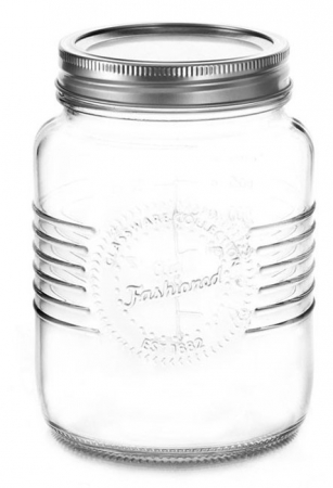Depozitare, suporturi si accesorii - RAKI OLD FASHIONED Borcan sticla inalt 500ml, cu capac metalic cu filet