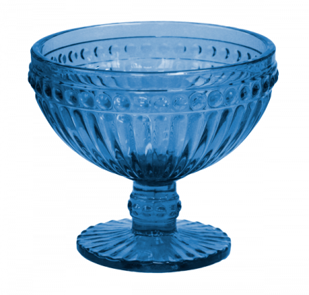RAKI OLD SCHOOL BLUE Set 6 boluri inghetata, cu picior, din sticla, D12xh10cm, 370ml, albastre [1]