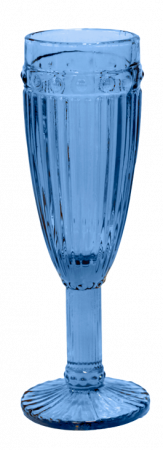 RAKI OLD SCHOOL BLUE Set 6 pahare sampanie, din sticla, D6xh20cm, 190ml, albastre [1]