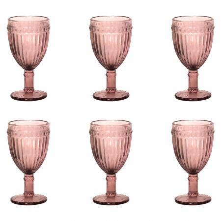 Old School - RAKI OLD SCHOOL BORDEAUX Set 6 pahare vin alb, din sticla, D7,8xh15cm, 260ml, bordo