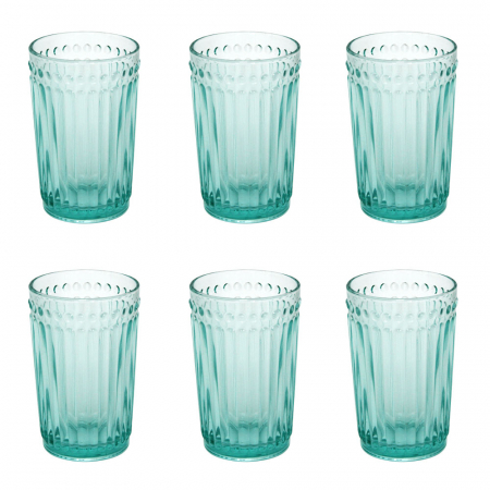 Old School - RAKI OLD SCHOOL VINTAGE GREEN Set 6 pahare bauturi racoritoare, din sticla, D8xh12,5cm, 350ml, verde