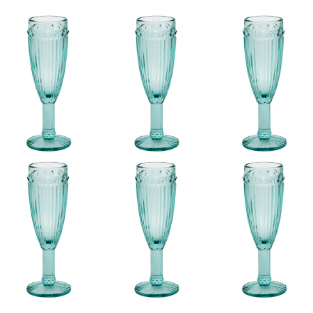 Old School - RAKI OLD SCHOOL VINTAGE GREEN Set 6 pahare sampanie, din sticla, D6xh20cm, 175ml, verde