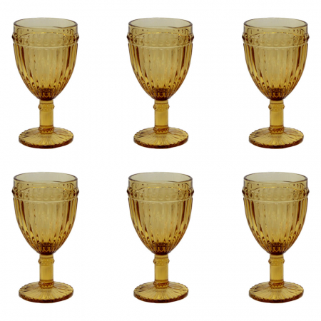 Old School - RAKI OLD SCHOOL YELLOW Set 6 pahare vin rosu, din sticla, D8,5xh16,5cm, 300ml, galben