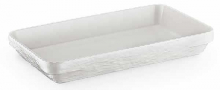 Platouri si boluri melamina - RAKI OLIE Platou adanc melamina, 40x26xh5cm, servire, dreptunghiular alb
