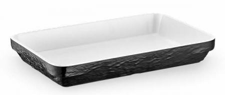 Platouri si boluri melamina - RAKI OLIE Platou servire adanc melamina, 36,5x24xh5,2cm, dreptunghiular, BICOLOR negru